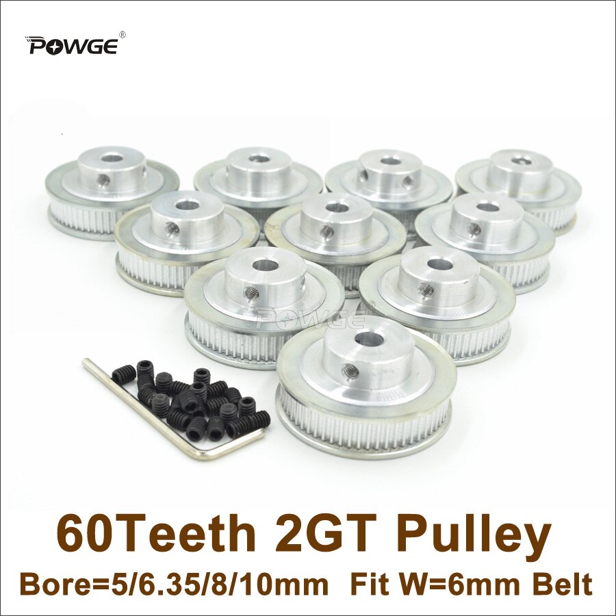 POWGE 50pcs 60 2GT Ÿ̹ Ǯ  5/6.35/8/10mm 6mm GT2 Ÿ̹ Ʈ 3D  ǰ 60 T 60 Teeth GT2 Ǯ